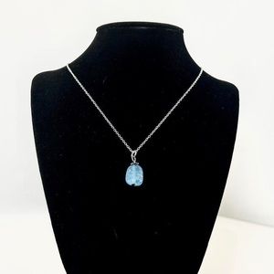 Reversible Sterling Silver Light Blue Stone Necklace